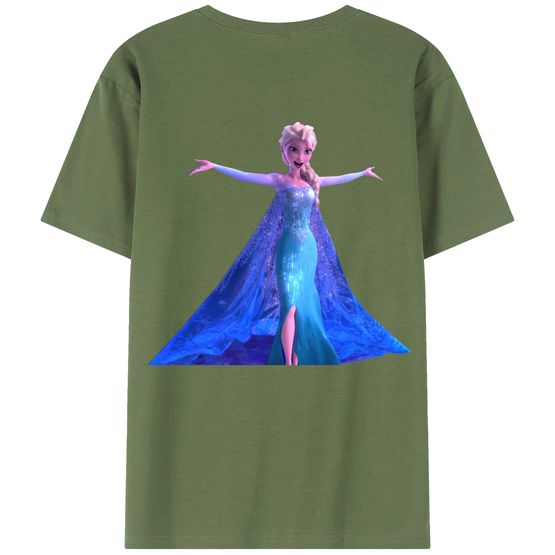 （画像用） アナと雪の女王 アンナ エルサ Frozen Anna Elsa 綿100％ メンズ半袖Tシャツ（バックプリント） 通気性